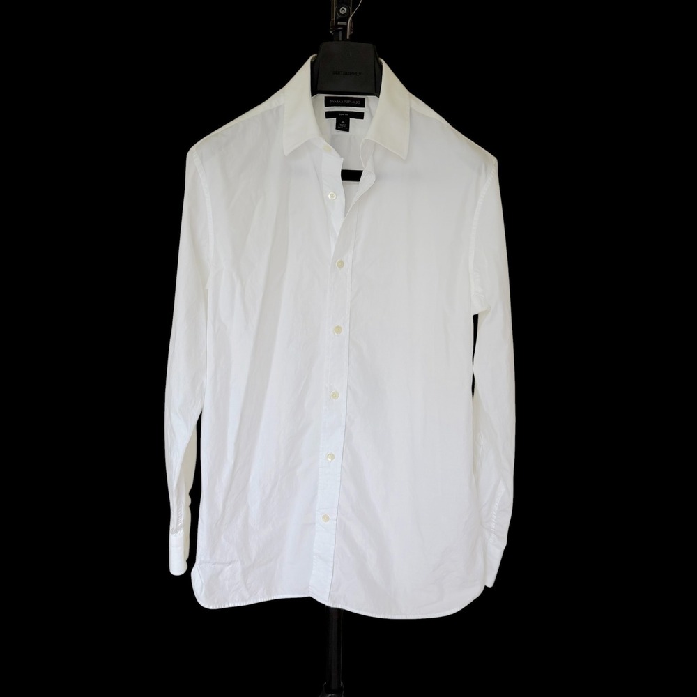 Banana Republic Slim Fit White Poplin Long Sleeve Dress Shirt 795825-03 M
